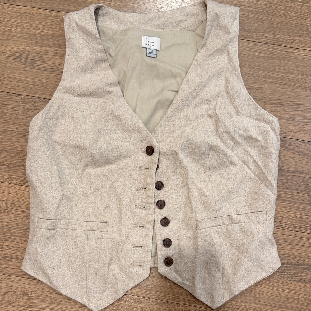 a new day Beige Tweed Vest